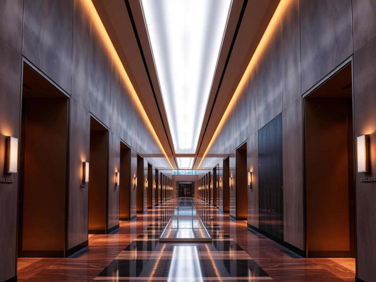 Luxury hallway with architectural linear lighting